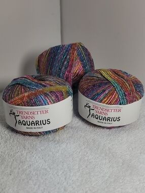 Aquarius Multicolor Knit Yarn - Vibrant Rainbow NWT - 3 balls